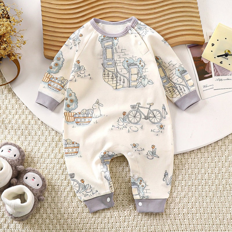 Infant Climbing Clothes All-In-One Cotton Long-Sleeved Boneless Harper Four Seasons Clothes For Boys And Girls Baby Newborn - Image 1